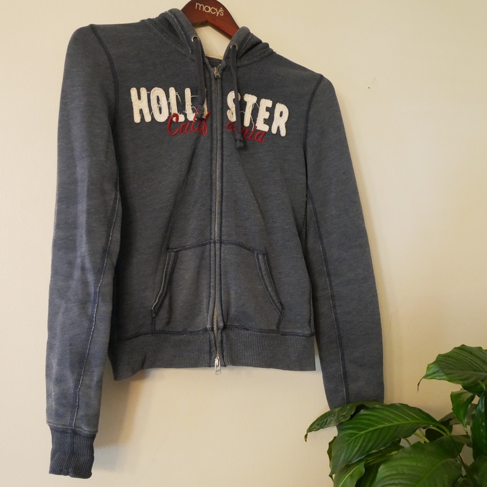 Hollister Navy Blue Zip-Up Hoodie